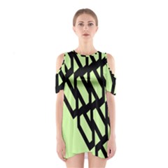 Polygon Abstract Shape Black Green Shoulder Cutout One Piece
