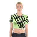 Polygon Abstract Shape Black Green Cotton Crop Top View1