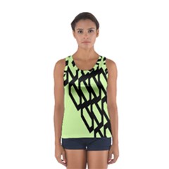 Polygon Abstract Shape Black Green Women s Sport Tank Top 