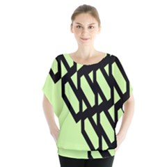 Polygon Abstract Shape Black Green Blouse