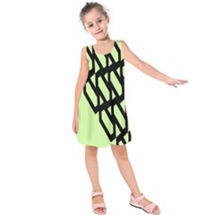 Polygon Abstract Shape Black Green Kids  Sleeveless Dress