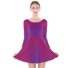 Purple Blue Long Sleeve Velvet Skater Dress