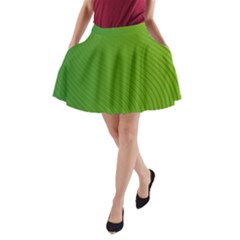 Green Wave Waves Line A-line Pocket Skirt