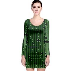 Pipes Green Light Circle Long Sleeve Bodycon Dress