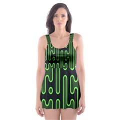 Pipes Green Light Circle Skater Dress Swimsuit by Alisyart