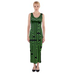 Pipes Green Light Circle Fitted Maxi Dress