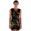 Flowers Neon Color Wrap Front Bodycon Dress View1