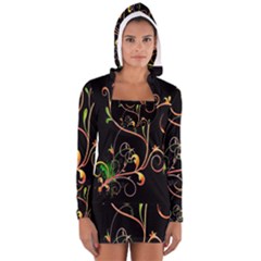 Flowers Neon Color Women s Long Sleeve Hooded T-shirt by Simbadda