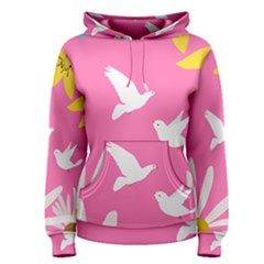 Spring Flower Floral Sunflower Bird Animals White Yellow Pink Blue Women s Pullover Hoodie by Alisyart