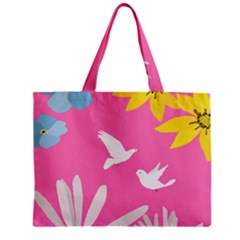 Spring Flower Floral Sunflower Bird Animals White Yellow Pink Blue Zipper Mini Tote Bag by Alisyart