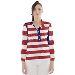 Flag United States United States Of America Stripes Red White Wind Breaker (women) by Simbadda