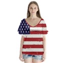 Flag United States United States Of America Stripes Red White Flutter Sleeve Top View1