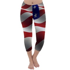 Flag United States Stars Stripes Symbol Capri Winter Leggings  by Simbadda