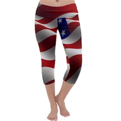 Flag United States Stars Stripes Symbol Capri Yoga Leggings by Simbadda