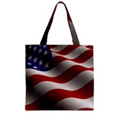 Flag United States Stars Stripes Symbol Zipper Grocery Tote Bag by Simbadda