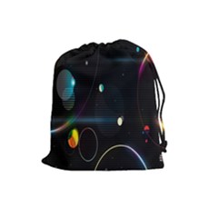 Glare Light Luster Circles Shapes Drawstring Pouches (large)  by Simbadda