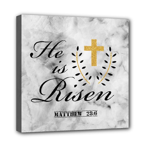 He Is Risen Marble Mini Canvas 8  X 8  (framed)