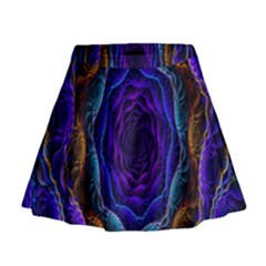 Flowers Dive Neon Light Patterns Mini Flare Skirt by Simbadda