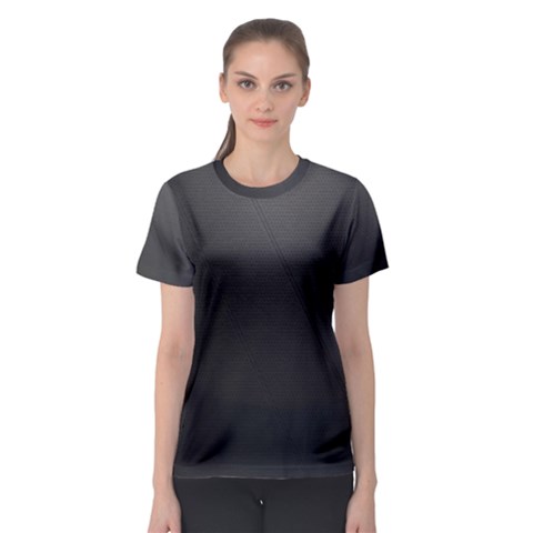 Leather Stitching Thread Perforation Perforated Leather Texture Women s Sport Mesh Tee by Simbadda