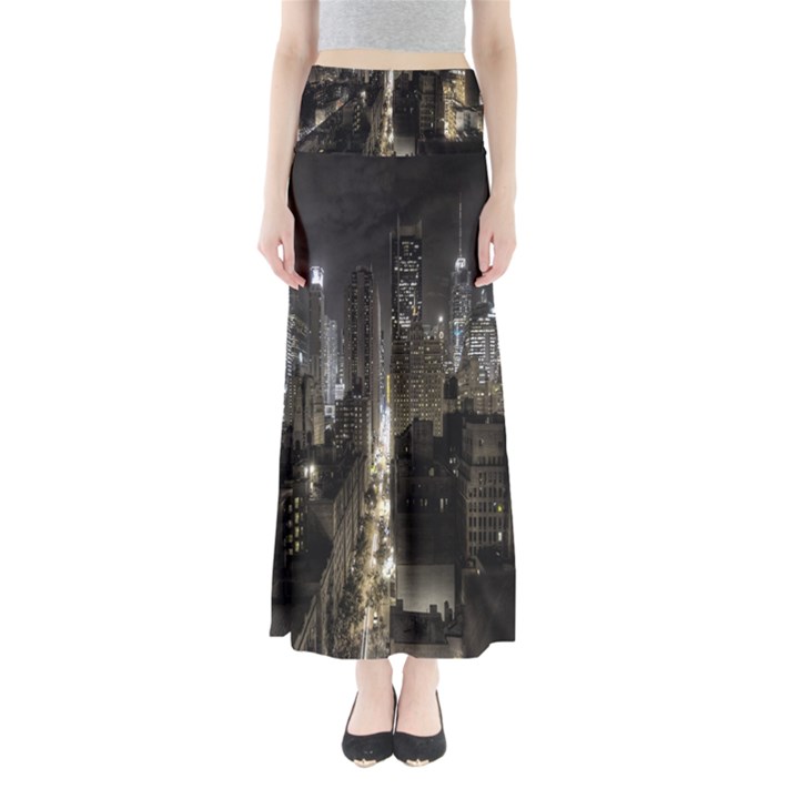 New York United States Of America Night Top View Maxi Skirts