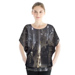 New York United States Of America Night Top View Blouse
