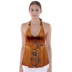 Pattern Shape Wood Background Texture Babydoll Tankini Top by Simbadda