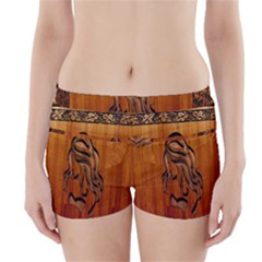 Pattern Shape Wood Background Texture Boyleg Bikini Wrap Bottoms by Simbadda