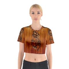 Pattern Shape Wood Background Texture Cotton Crop Top by Simbadda