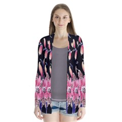 Neon Flowers Black Background Cardigans by Simbadda