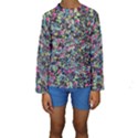 Neon Floral Print Silver Spandex Kids  Long Sleeve Swimwear View1