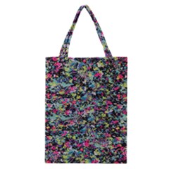 Neon Floral Print Silver Spandex Classic Tote Bag by Simbadda