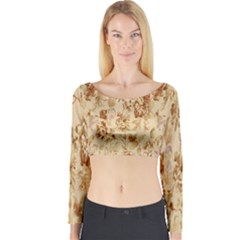 Patterns Flowers Petals Shape Background Long Sleeve Crop Top by Simbadda