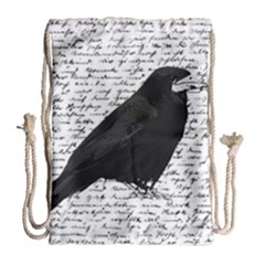 Black Raven  Drawstring Bag (large) by Valentinaart
