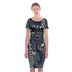 Patterns Dark Shape Surface Classic Short Sleeve Midi Dress by Simbadda