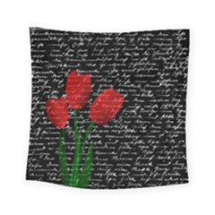 Red Tulips Square Tapestry (small) by Valentinaart