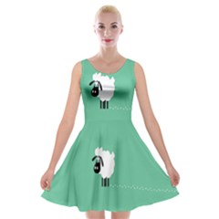 Sheep Trails Curly Minimalism Velvet Skater Dress by Simbadda