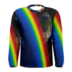 Rainbow Earth Outer Space Fantasy Carmen Image Men s Long Sleeve Tee by Simbadda