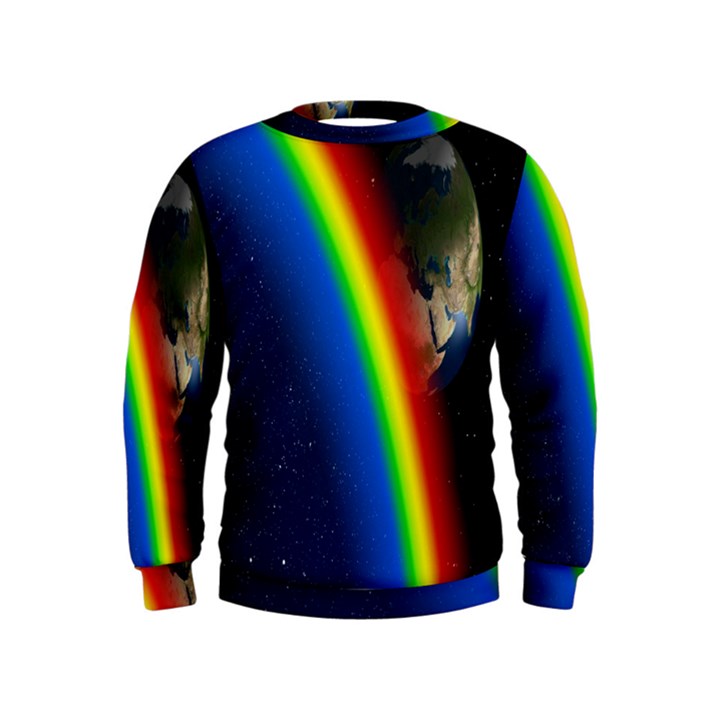 Rainbow Earth Outer Space Fantasy Carmen Image Kids  Sweatshirt