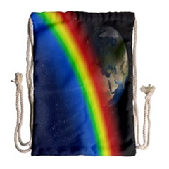 Rainbow Earth Outer Space Fantasy Carmen Image Drawstring Bag (large) by Simbadda