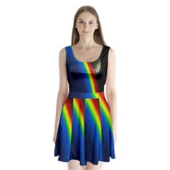 Rainbow Earth Outer Space Fantasy Carmen Image Split Back Mini Dress  by Simbadda