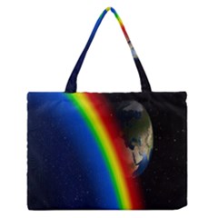 Rainbow Earth Outer Space Fantasy Carmen Image Medium Zipper Tote Bag by Simbadda