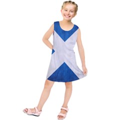 Scotland Flag Surface Texture Color Symbolism Kids  Tunic Dress by Simbadda