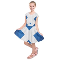 Scotland Flag Surface Texture Color Symbolism Kids  Short Sleeve Dress by Simbadda