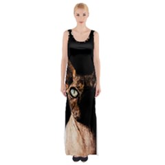 Sphynx Cat Maxi Thigh Split Dress by Valentinaart