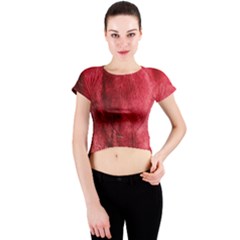 Red Background Texture Crew Neck Crop Top