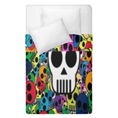 Skull Background Bright Multi Colored Duvet Cover Double Side (single Size) by Simbadda