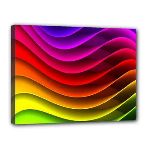 Spectrum Rainbow Background Surface Stripes Texture Waves Canvas 16  X 12  by Simbadda