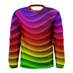 Spectrum Rainbow Background Surface Stripes Texture Waves Men s Long Sleeve Tee by Simbadda