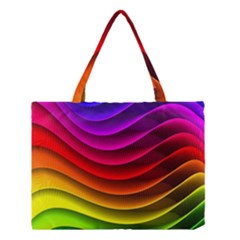 Spectrum Rainbow Background Surface Stripes Texture Waves Medium Tote Bag by Simbadda