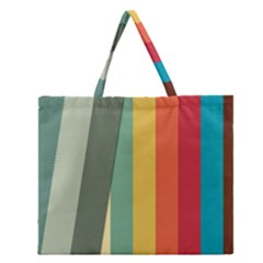 Texture Stripes Lines Color Bright Zipper Large Tote Bag by Simbadda